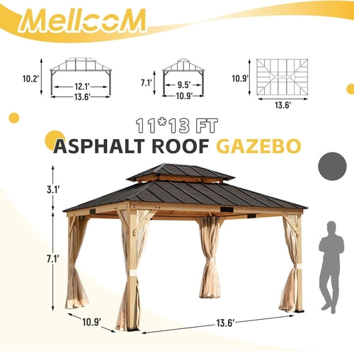 11x13 Spruce Wood Double Roof Gazebo – Stylish Outdoor Retreat